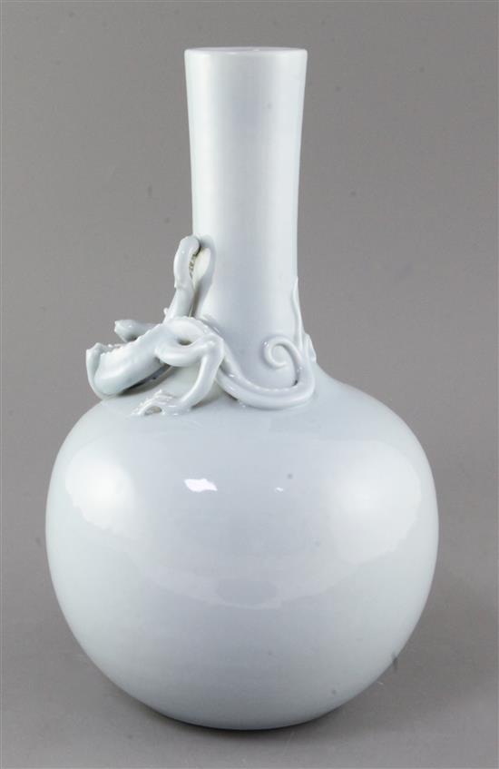 A Chinese Claire-de-Lune glazed dragon bottle vase, Republic period, 32cm